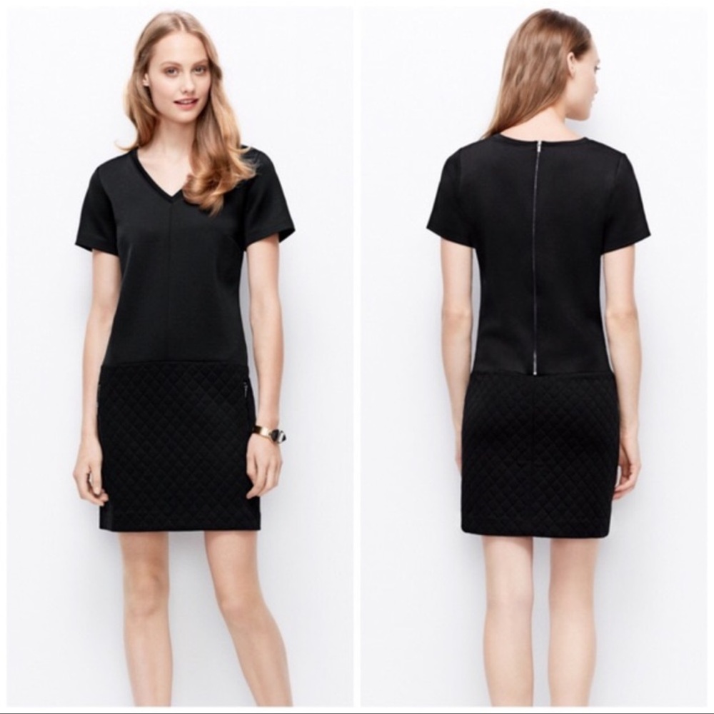 Ann Taylor Quilted Black Shift Dress
